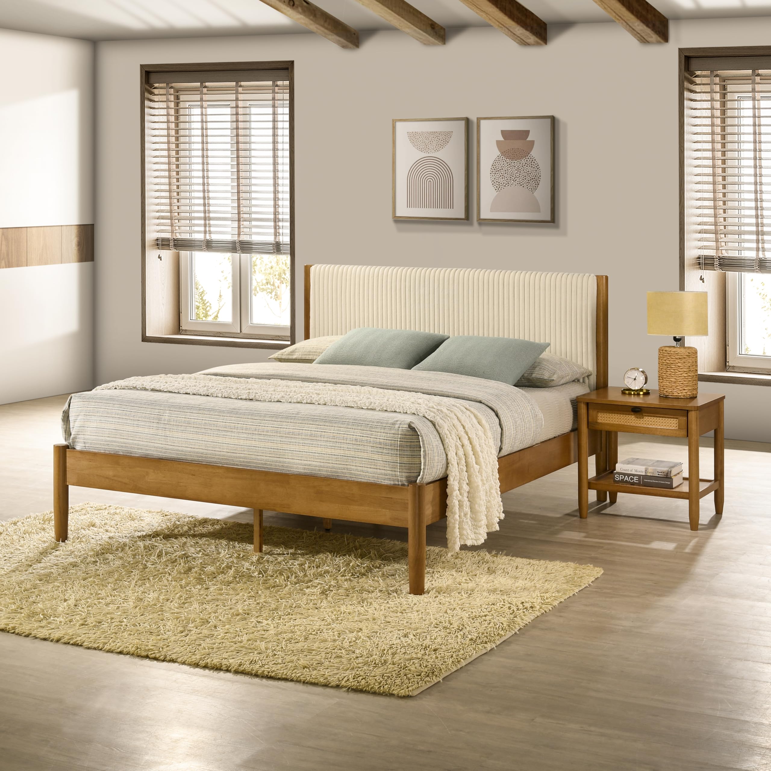 Photo 1 of *************INCOMPLETE ITEM, THIS IS ONLY BOX 2 OUT OF 2*******************
Roundhill Furniture Vichy 2-Piece Rubberwood Bedroom Set with Upholstered Queen Bed and Nightstand, Corduroy