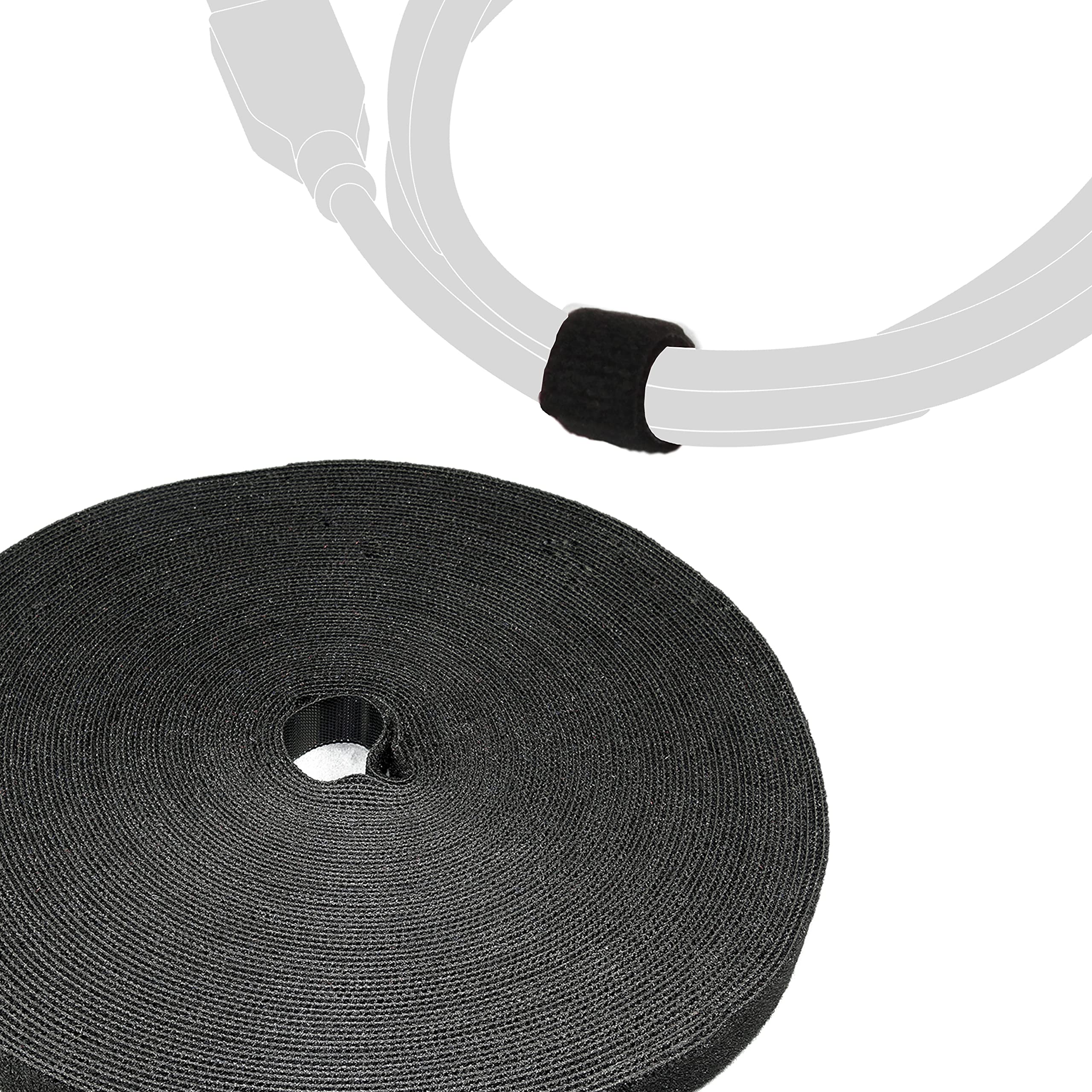 LABEL THE CABLE Roll of Double-Sided Hook and Loop Tape - Cable Ties Roll for Perfect Cable Management - Velour Quality - LTC ROLL Strap - 25 m x 16 mm - Black - PRO 1210