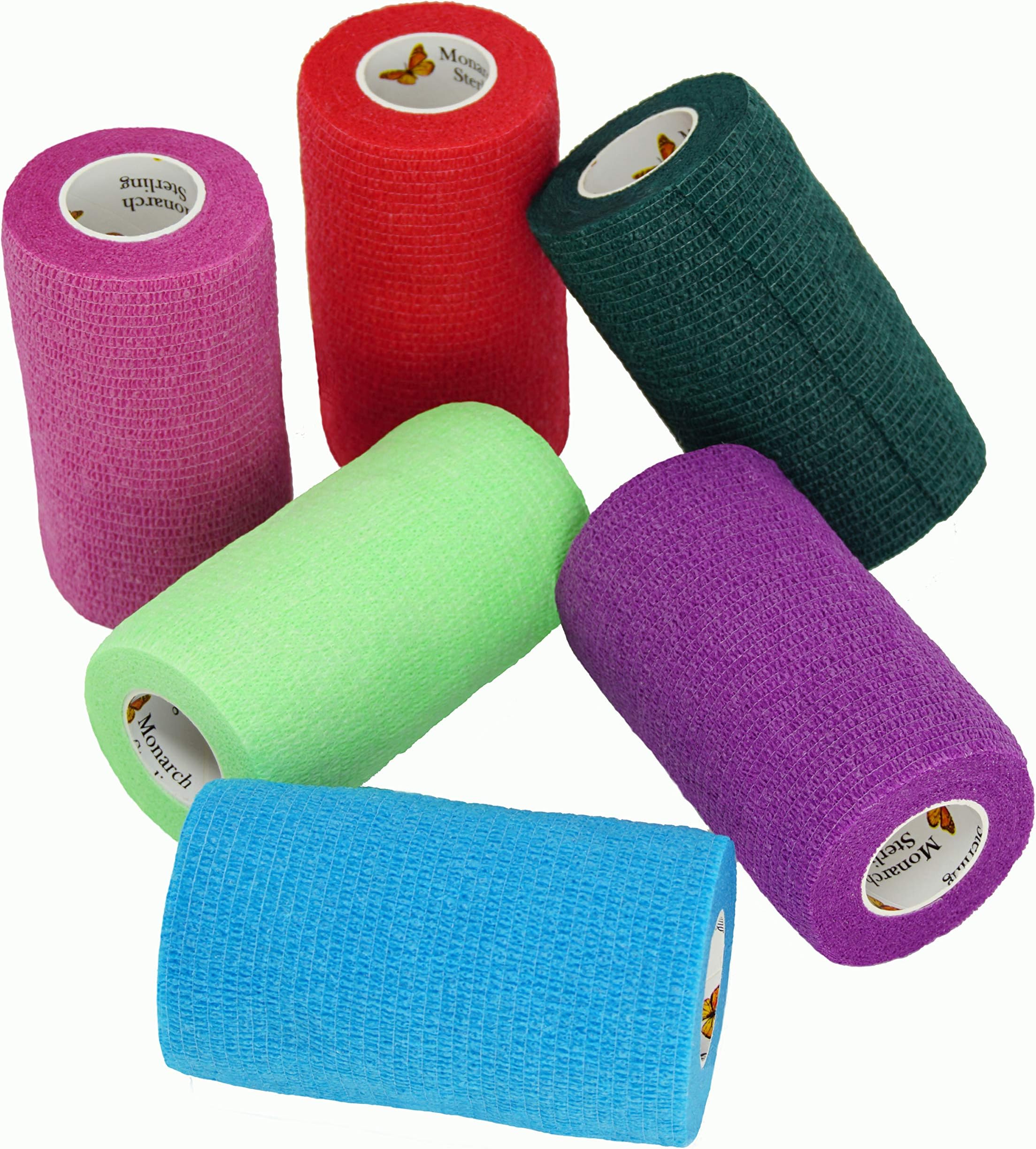 Elasti-Wrap 4 Inch Breathable, Self-Adherent, Self Adhesive Cohesive Bandage Vet Wrap Assorted Colors (6, 12, 18 & 24 Packs) (6 Rolls)