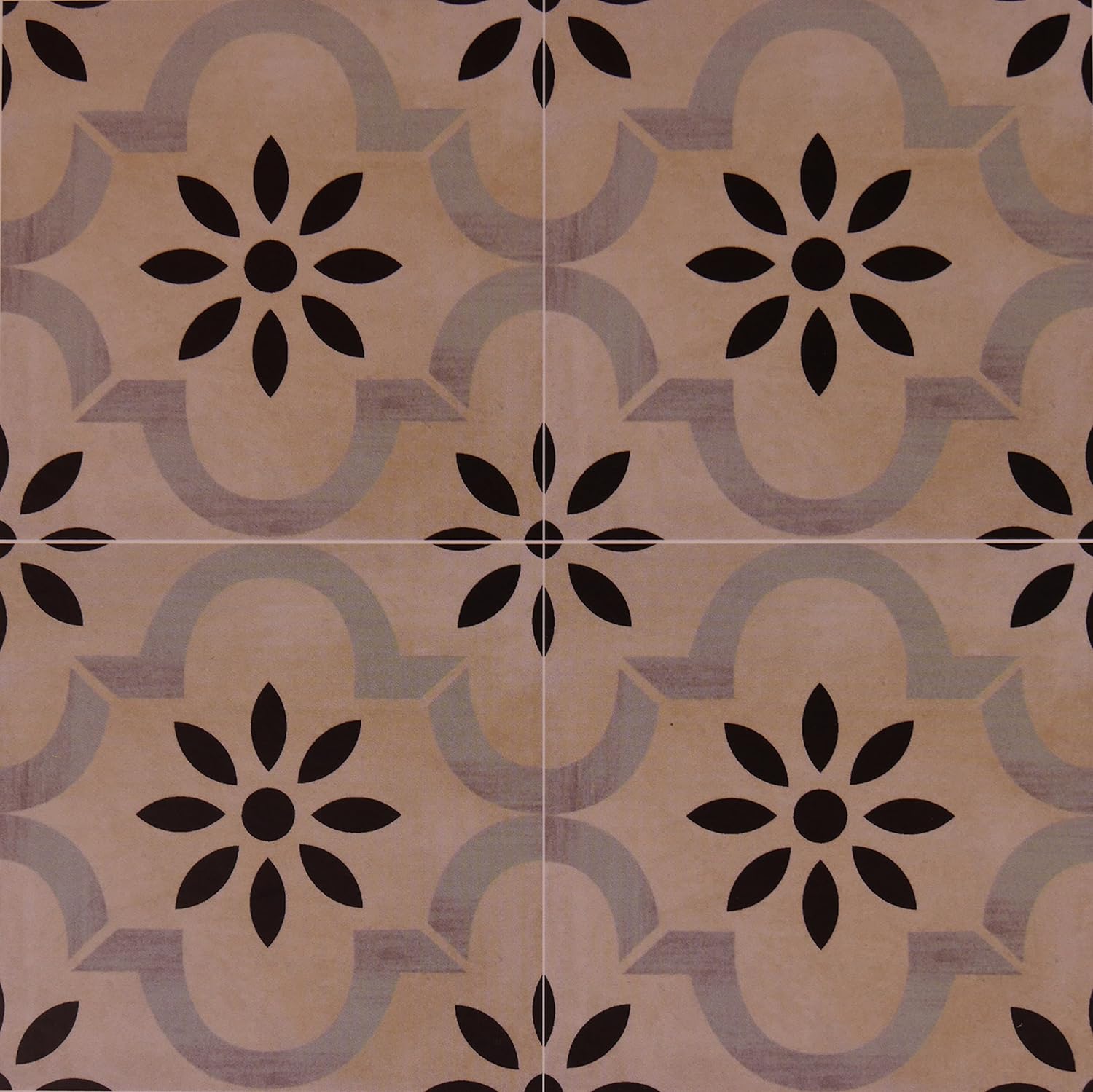 Zementoptik Bodenfliesen Dekor creme schwarz mix 22,3x22,3x1,0cm 1 Krt