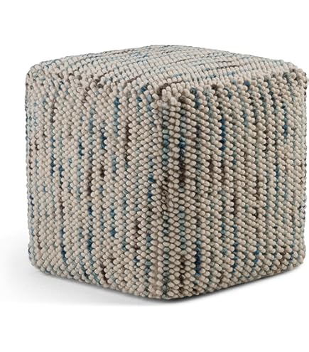 SIMPLIHOME Grady Pouf Quadrato In Lana E Cotone - Magenta E Naturale, 45,7 Cm, Multiuso