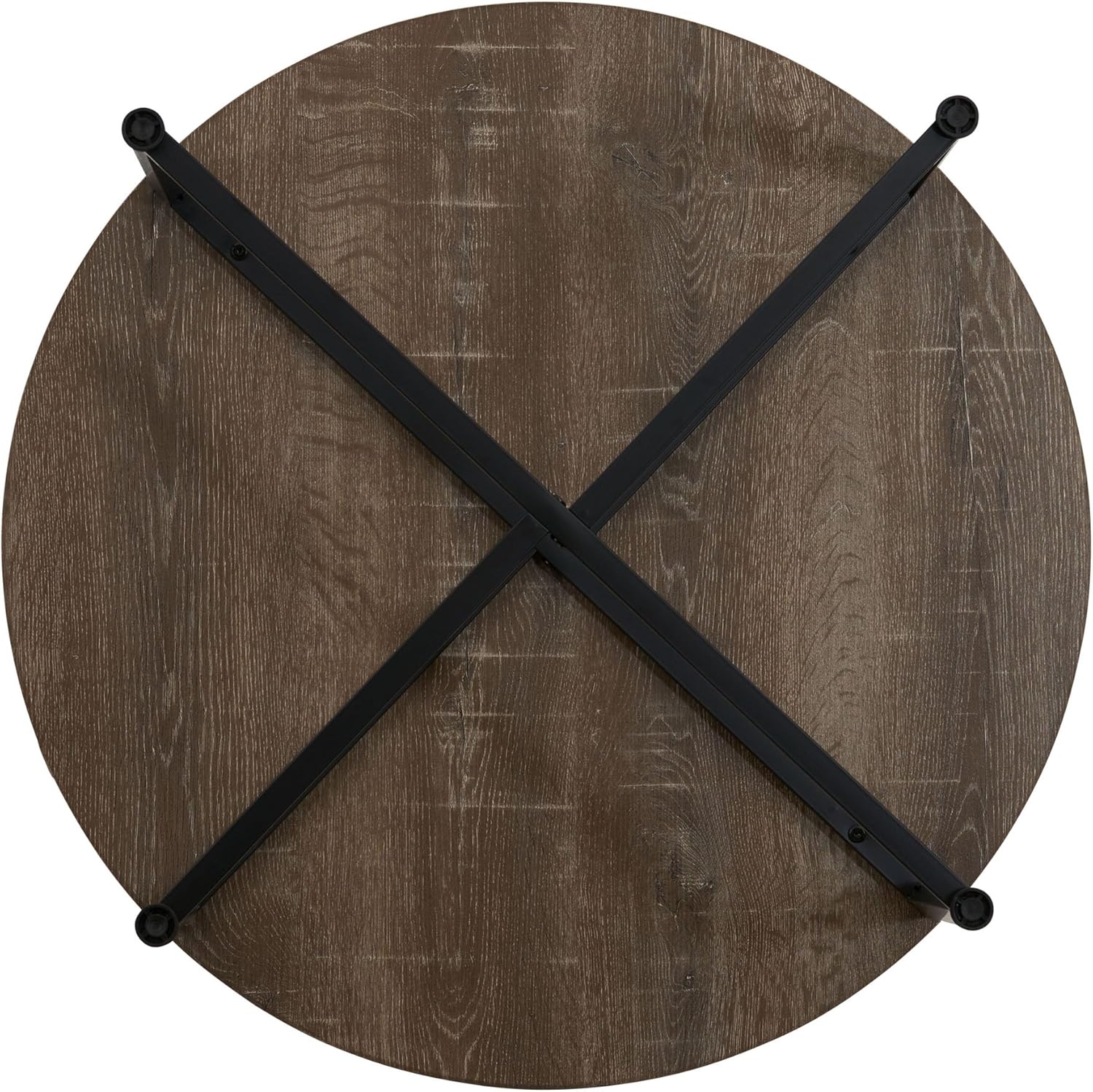 Household Essentials Grey Top Black Frame Ashwood Round Coffee Table: Furniture & Decor