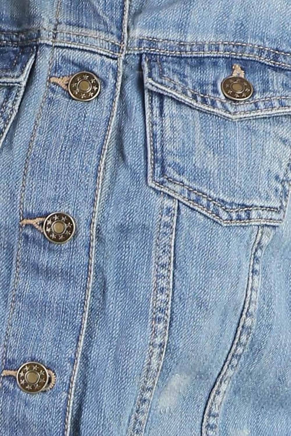 g.s.a enterprises denim solid light blue sleeveless regular collar women jacket