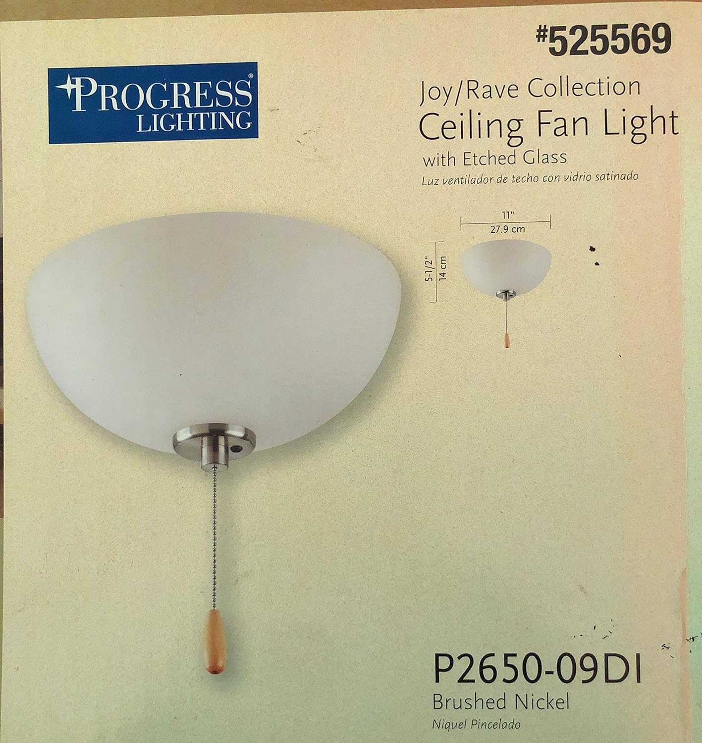 Progress Lighting 3 Light Brushed Nickel Ceiling Fan Light Kit
