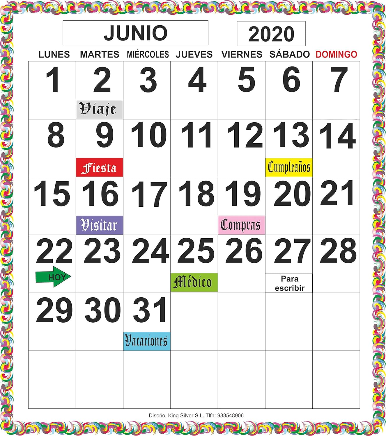 Calendario magnético nevera perpetuo: Amazon.es: Handmade