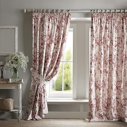 Cabbages Roses Paris Rose Curtains 90 Wide X 90 Drop 229cm X