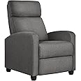 Yaheetech Fabric Recliner Chair Sofa Ergonomic Adjustable Single Sofa with Thicker Seat Cushion Modern Home Theater Seating for Living Room Matte Grey
