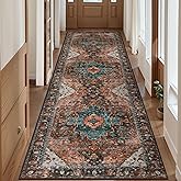 Ciicool Washable Vintage Runner Rug - 2'6" x 10' ft Hallway Carpet, Boho Low Pile Long Non Slip Soft Stair Runner Kitchen Carpet Indoor Oriental Throw for Living Room Bathroom Entry