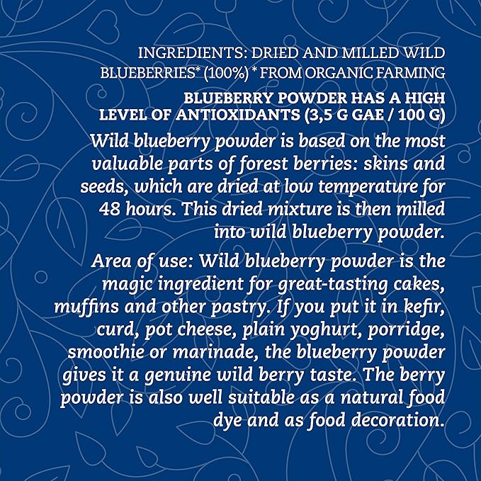 Arándano Azul Silvestre Orgánico en Polvo (Wild Blueberries), 100 ...