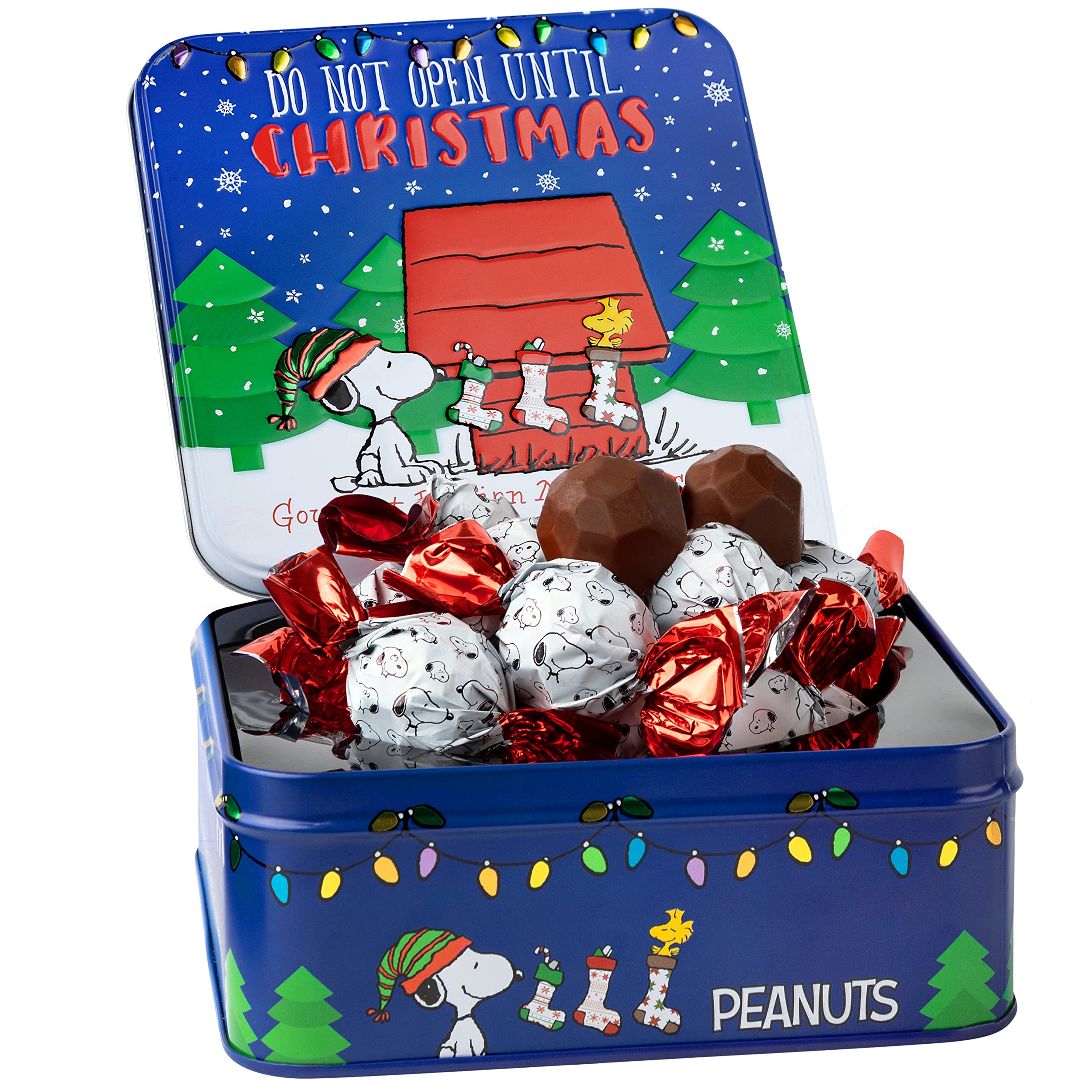 Peanuts Merry Christmas Chocolate Tin, Happy Holiday Candy
