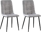 mcc direct Set of 4 Faux Matte Suede Dining Chairs with Metal Legs – Light Grey view 4