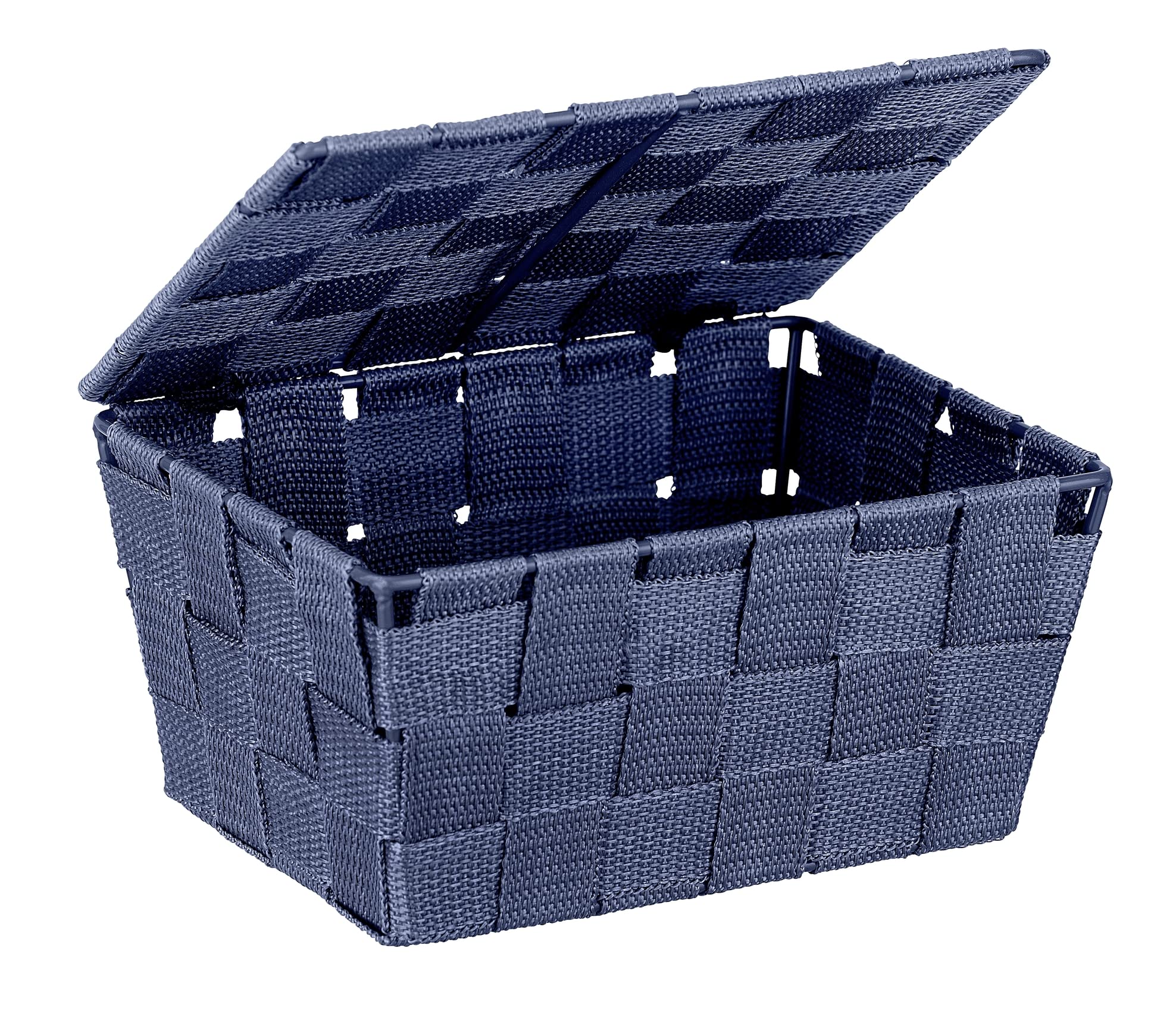 WENKO Adria Storage Basket with Lid Dark Blue Polypropylene 19 x 10 x 14 cm Dark Blue