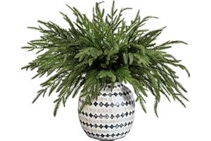 PURPLE STAR 1N 15 Pcs Christmas Norfolk Pine Branches- 19" Extra Length Fake Greenery Norfolk Pine Stems Sprigs- Artificial Xmas Branches Plants Pine Needles for DIY Craft Garland Home Garden Decor