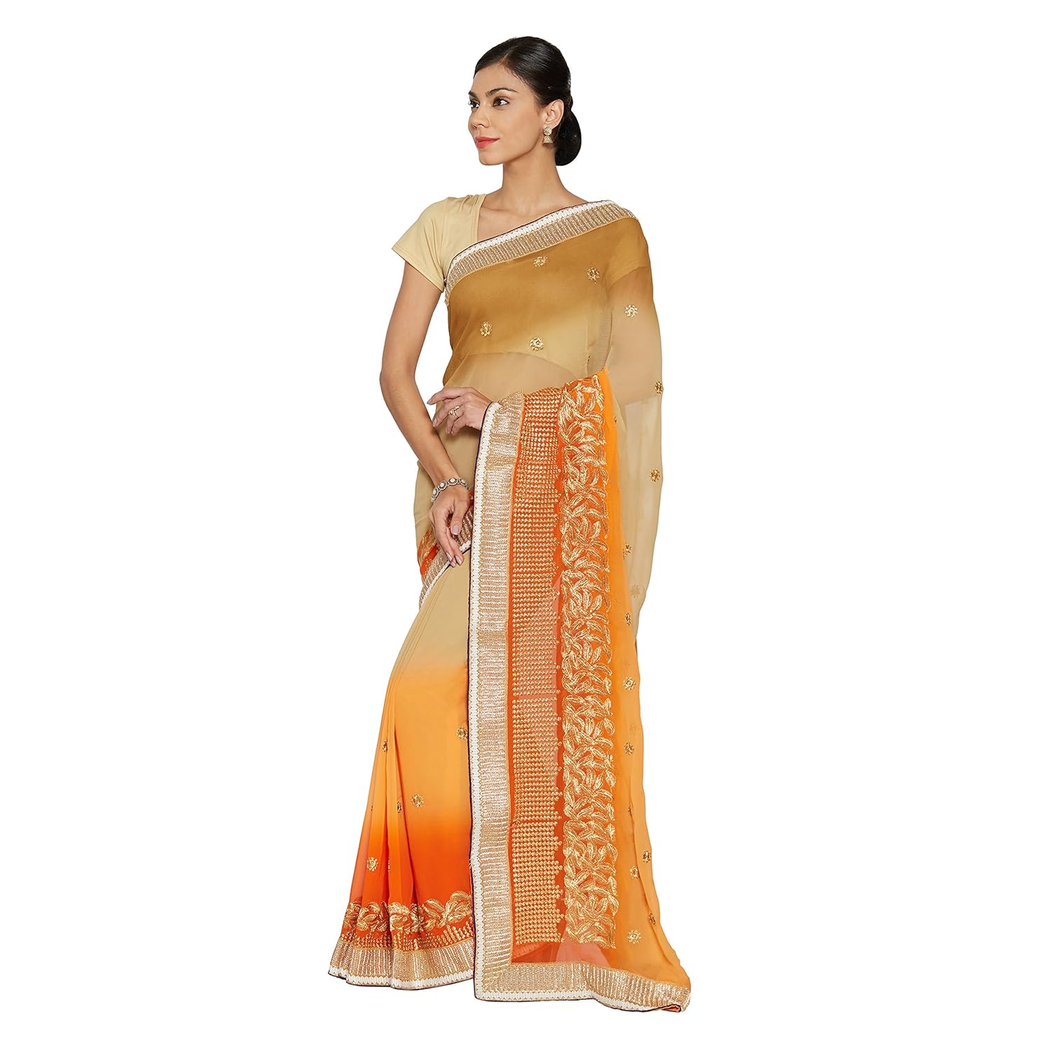 florence chiffon saree with blouse piece (fl-12180_beige_free size)