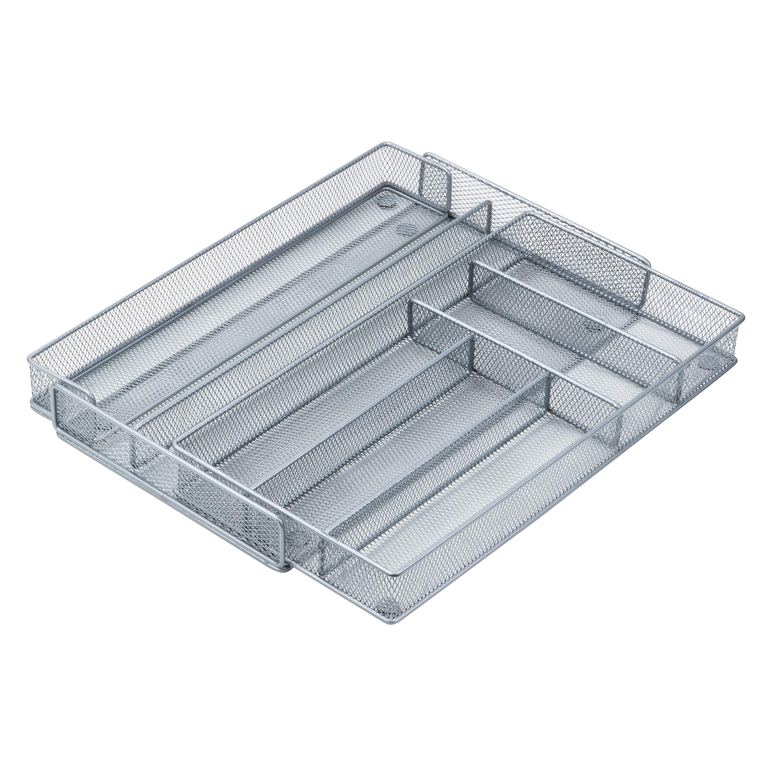 Photo 1 of Honey-Can-Do KCH-02163 Steel Mesh 7-Compartment Expandable Utility Drawer Organizer, Silver