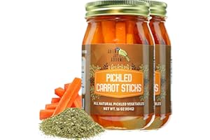 Green Jay Gourmet Spicy Pickled Carrot Sticks in a Jar - Fresh Hand Jarred Vegetables for Cooking & Pantry – Home Grown Pre-Prepared Pickled Carrot Sticks – Simple Natural Ingredients - 2 x 16 Ounce