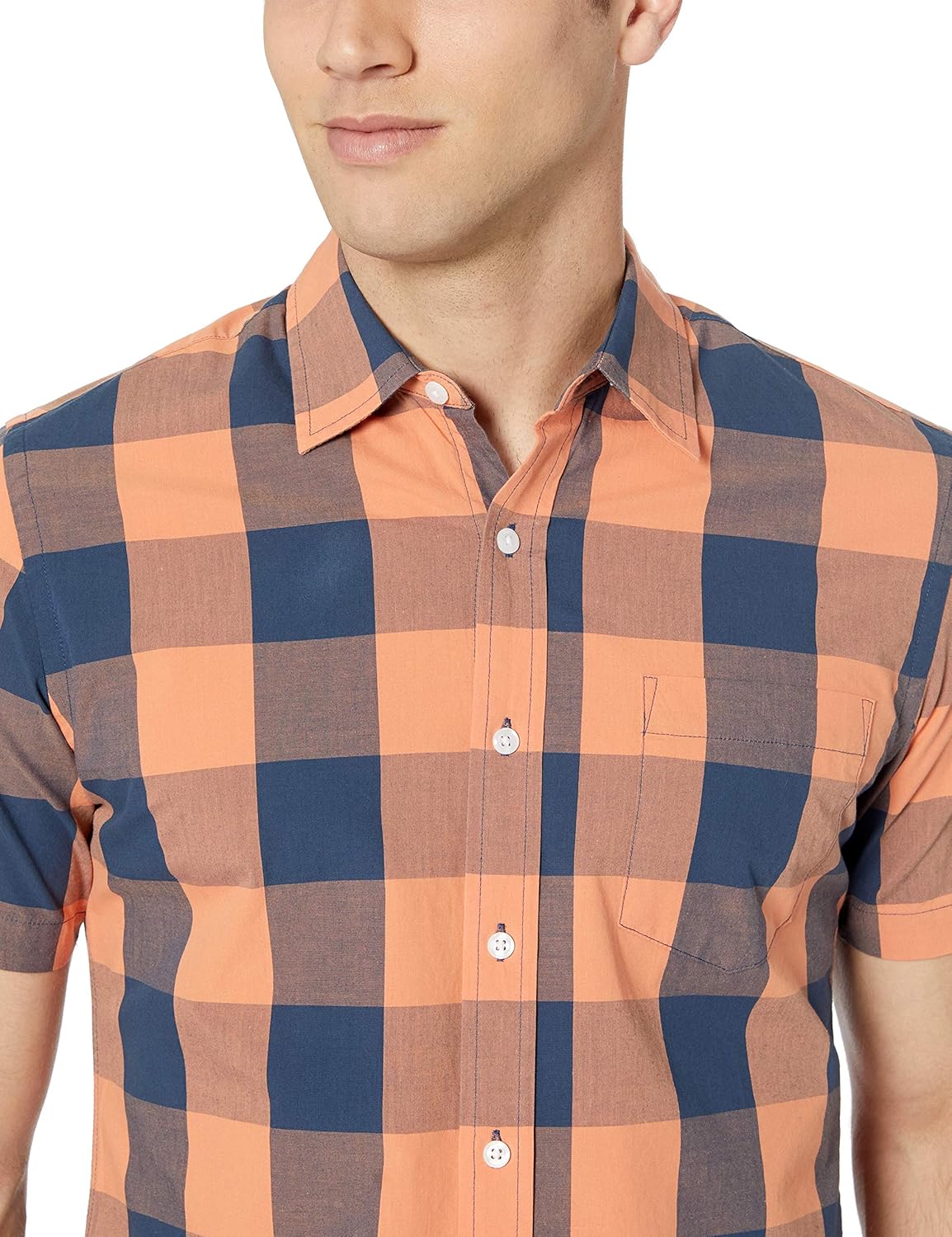  Essentials Men's Slim-Fit Short-Sleeve Casual Poplin Shirt: Clothing