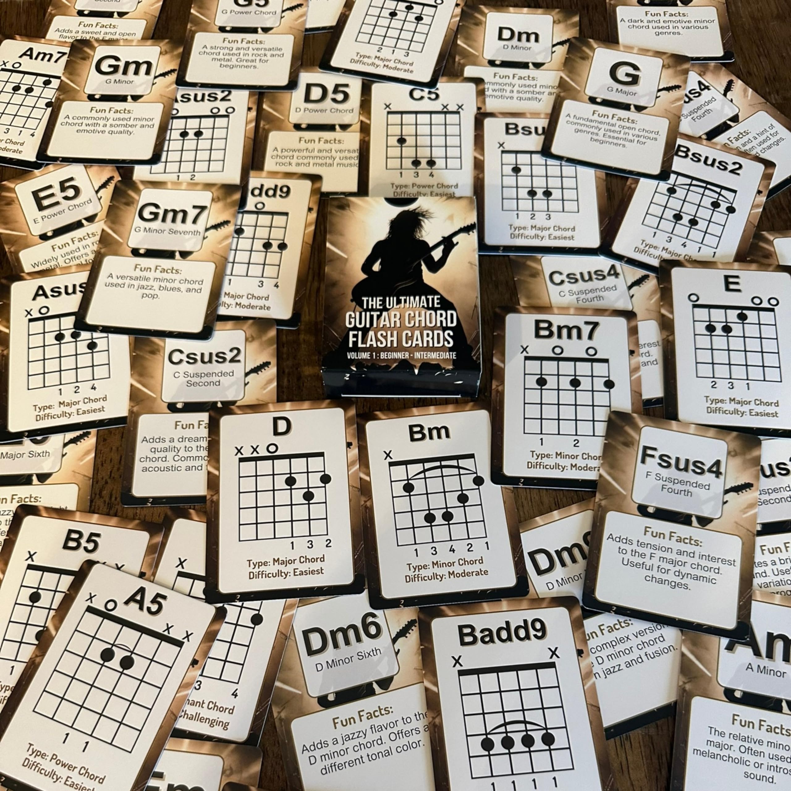 New! 50 Guitar Chord Flash Cards For Beginners &amp; Amateurs | Master ...