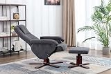 EVRE Armchair With Foot Stool and Reclining Functions Fabric Dark Grey view 6