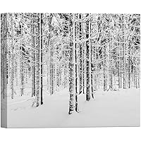 SIGNWIN Canvas Wall Art Winter Snow Covered Birch Trees on The Hillside Nature Forest Modern Art Traditional Scenic Dramatic Black and White for Living Room, Bedroom, Office - 12x18 inches