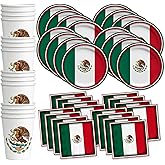 Mexico Flag Birthday Party Supplies Set Plates Napkins Cups Tableware Kit for 16