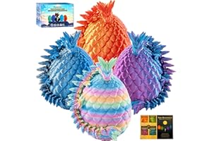 Mydethun 3D Printed Dragon Eggs with Dragon Inside for Kids & Dragon Lovers, 27 Joints Articulated Dragon Toys, Collectible Fantasy Decor, Educational Rewards, Set of 4 Mystery Eggs
