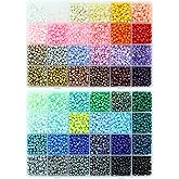 LEECOON 7200+pcs Size 4mm Glass Seed Beads for Making Jewelry, 48 Colors Assortments in Box, 6/0 Seed Beads for Necklace Earring Bracelet Making