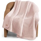 UGG Whitecap Throw Blanket, Soft Fleece Blanket, 50" x 70", Quartz Pink | Double Sided Cozy Blanket, Warm &amp; Ultra Plush, OEKO-TEX Compliant, Easy Care, Giftable Blanket, College Dorm Essentials