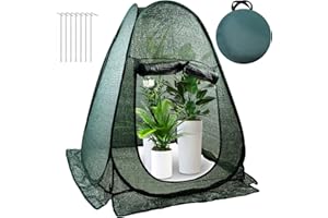 FANTANG 1 PCS Pop up Plant Cover Tent for Outdoor Plants, Large Plant Shade Tent 80% UV Resisitant Sunblock Shade Cloth Net Zipper Door Garden Pest Guard Plants Sun Protection with Stakes, 28 x 28 x 32 Inch