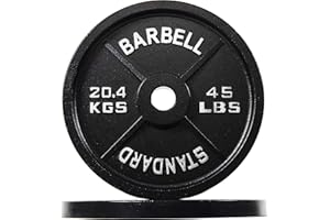 SIGNATURE FITNESS Fitvids Olympic 2-Inch Cast Iron Plate Weight Plate for Strength Training and Weightlifting, Vintage Style, 45LB Pair