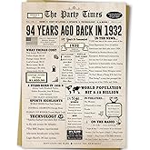 Ziwenhu Large 94th Birthday Gifts Card for Grandma Granddad,Cheers to 94 Years Old Birthday Card Decorations for Men Women,Funny 94th Birthday Greeting Cards for Dad Mom