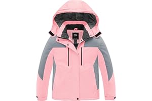 ZSHOW Girls' Ski Jacket Waterproof Fleece Raincoat Windproof Warm Winter Coat with Detachable Hood