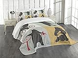 Ambesonne Bear Bedspread Set, Funny Frames in