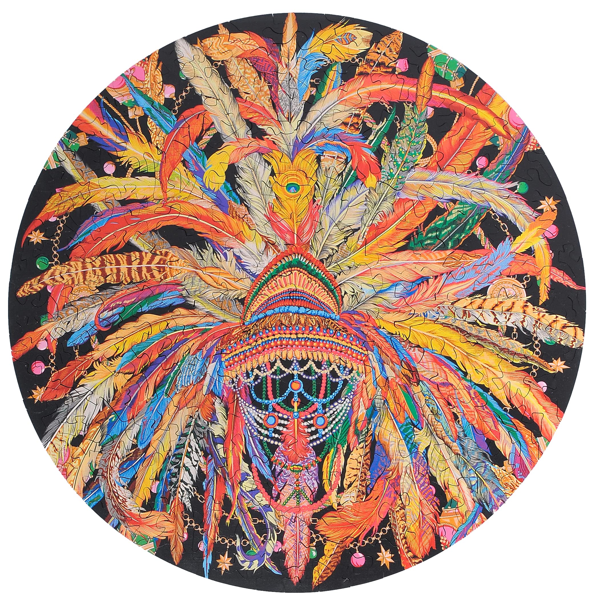 HARTMAZE Wooden Jigsaw Puzzles- A Gorgeous American Indian Feather Headdress 178 Truly Unique Pieces Square Shape-Best Choice for Adults and 14 Years Age up Kids