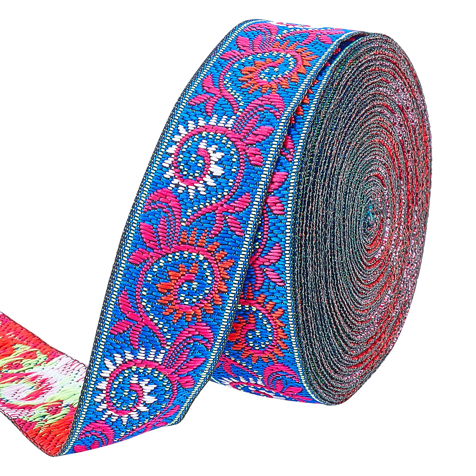 FINGERINSPIRE 7.7 Yard 25mm Vintage Jacquard Ribbon Emobridered Woven Green Leaves Ribbon Fabric Trim Fringe for DIY Clothing Accessories Embellishment Decorations Purple