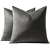 MIULEE Pack of 2 Velvet Pillow Covers Decorative Square Pillowcase Soft Solid Cushion Case for Sofa Bedroom Car 18 x 18 Inch Dark Grey
