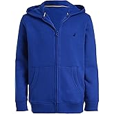 Nautica boys Zip Up Hoodie Sweatshirt, Signature Logo Design, Kangaroo Pockets, Made With Lightweight Fleece