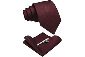 JEMYGINS Solid Color Wool Tie and Pocket Square with Tie Clip Sets for Men