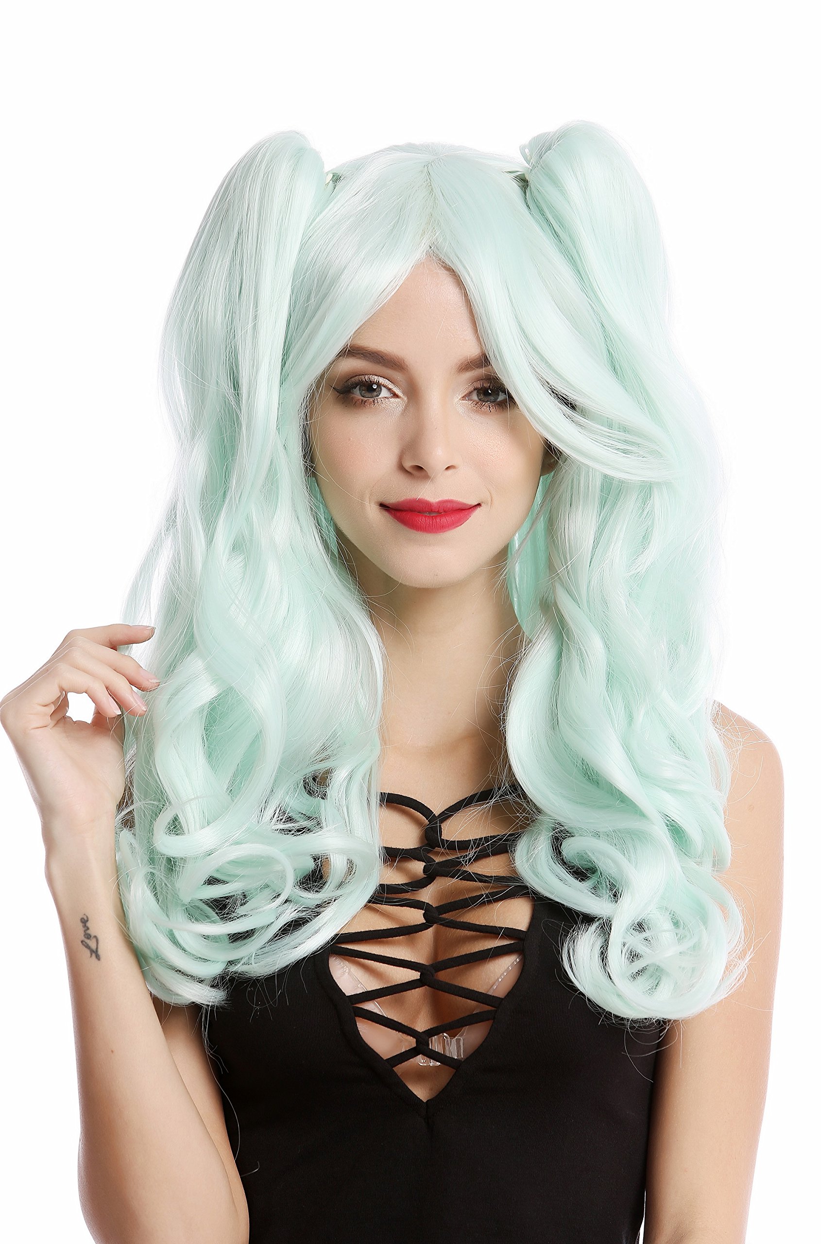 WIG ME UP - YZF-4379-TF2317 Lady Quality Cosplay Wig 2 removable pigtails ponytails long Gothic Lolita light mint green