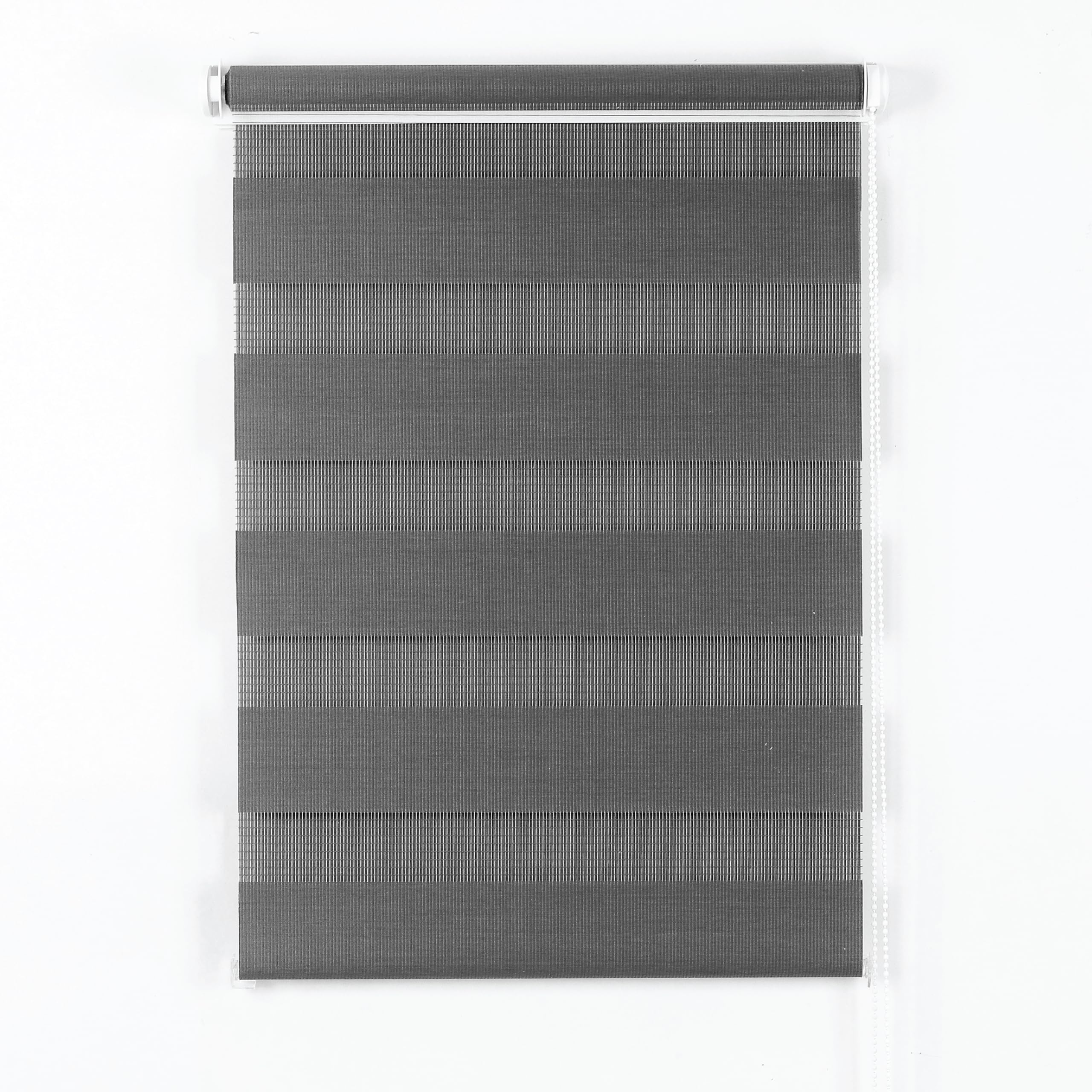 Apex Furnishings Zebra Day and Night Blinds Dual Layer Fabric Opaque & Translucent Easy Fit Zebra Blind for Windows and Door Grey Roller Blinds (94cm X 165cm)