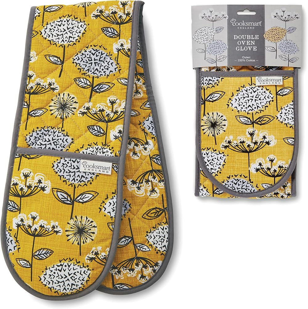 Cooksmart British Double Oven Gloves Heat Resistant Meadow