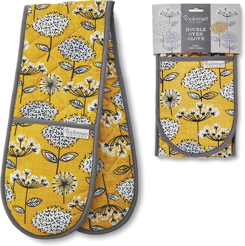 Cooksmart British Double Oven Gloves Heat Resistant Meadow