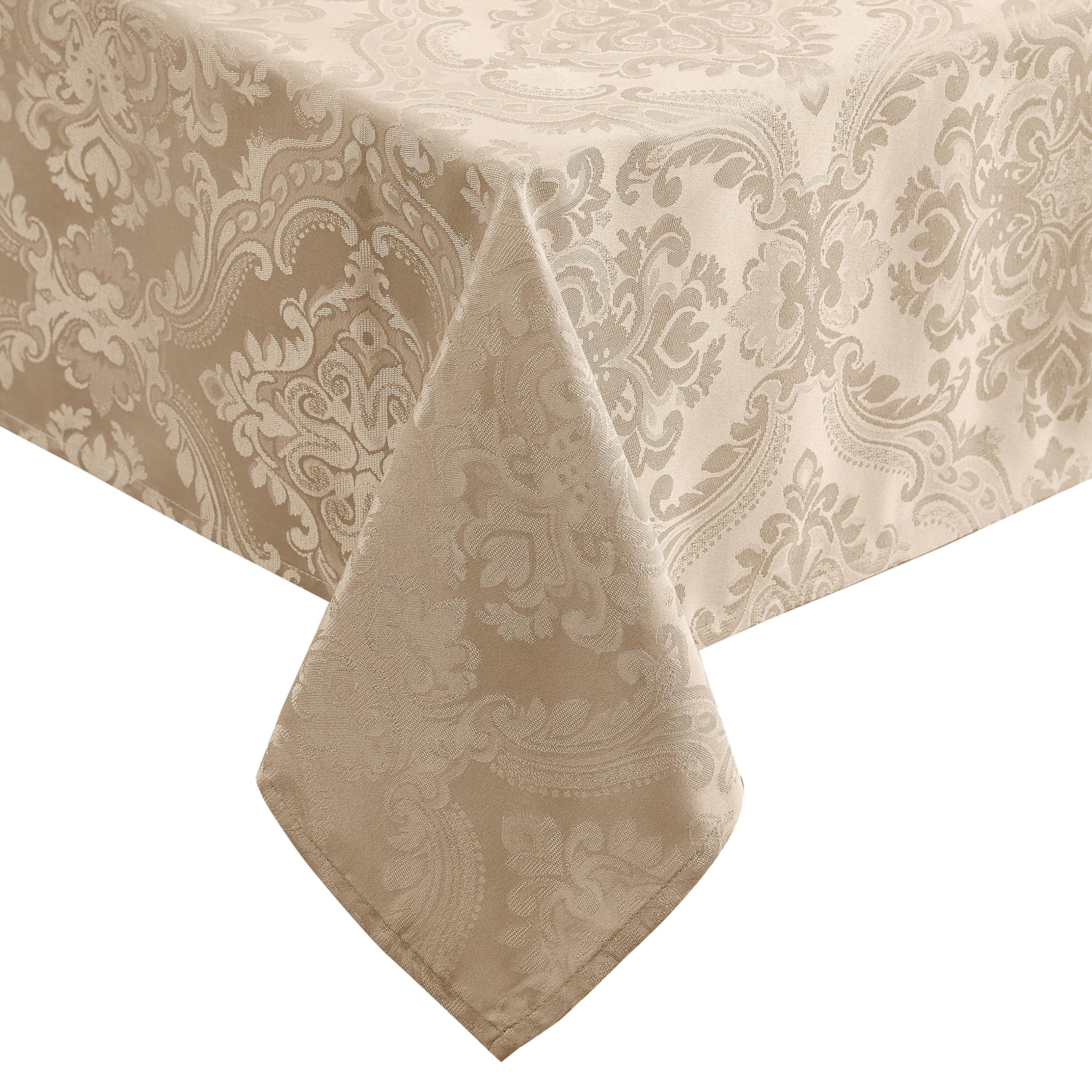 Elrene Damask Tablecloth, Polyester, Taupe, 52" x 52" (Square) — image 1