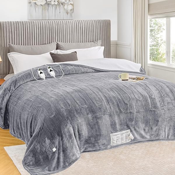 GREENOAK HEATED BLANKET ELECTRIC KING SIZE 100″X90″ DUAL...