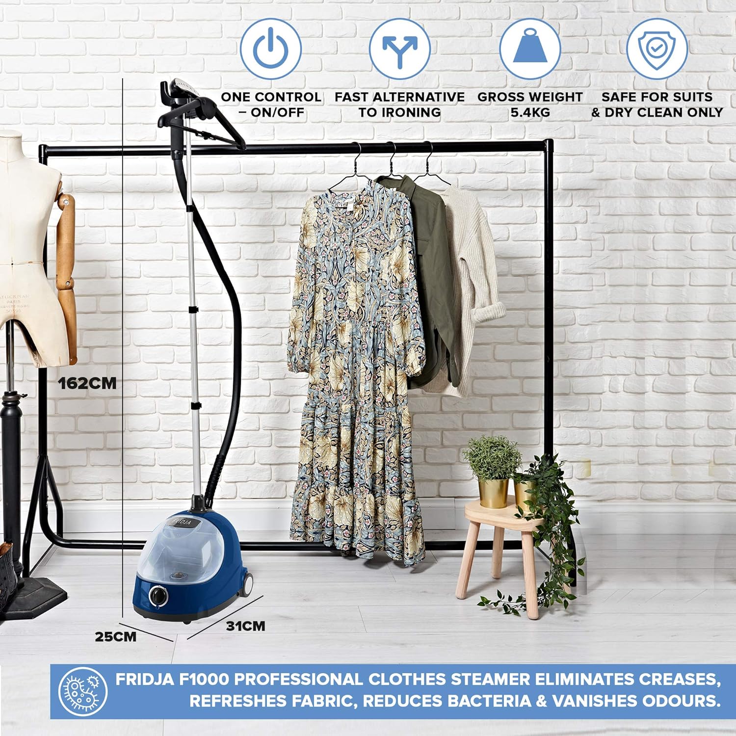 Fridja f1000 Professional Vertical Garment/Clothes Steamer Ideal For