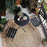 Grand patio 3 Piece Bistro Set Folding Chairs Table Black Weather-Resistant