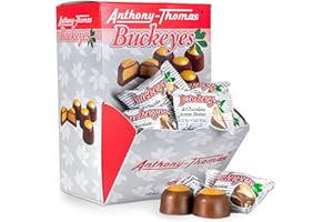 Anthony-Thomas, Peanut Butter & Milk Chocolate Buckeyes in Ohio State Buckeyes Box, Deliciously Delightful Snacks (60 Count)