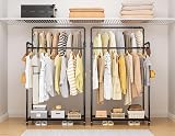 HOMIDEC Clothes Rail Metal Rack with Hooks Double Rails 80kg Black view 7