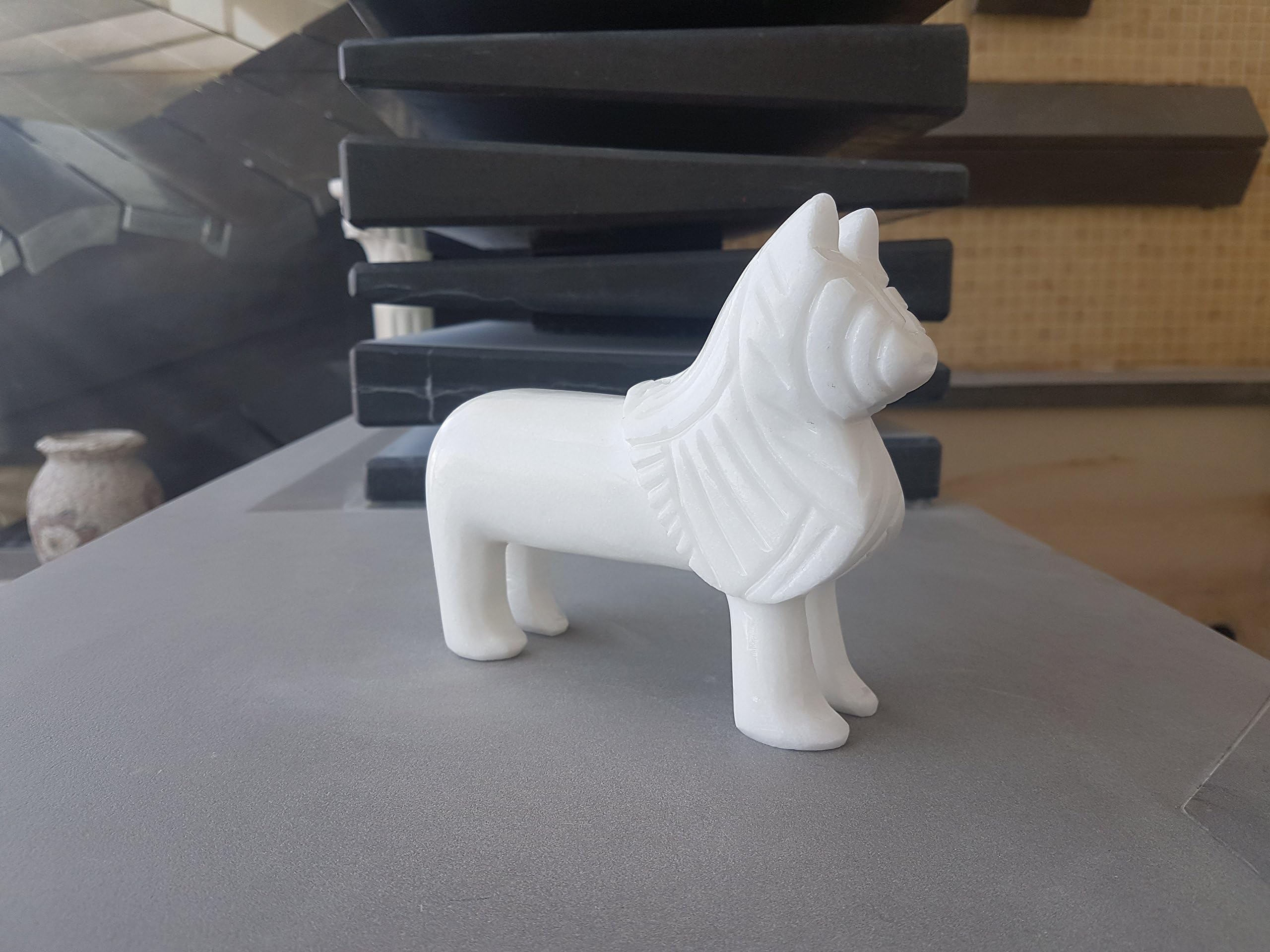 Mosaiceasy Lion Of White Marble Macael Alhambra Of Granada