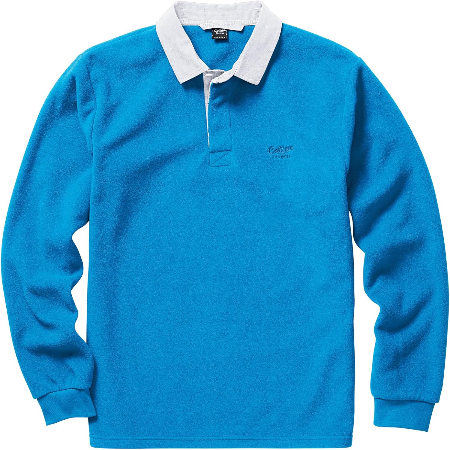Cotton Traders Unisex Long Sleeve Fleece Rugby Shirt Sea
